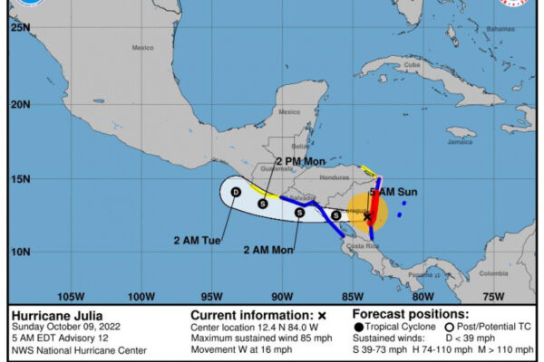 Ingresa a Nicaragua huracán Julia