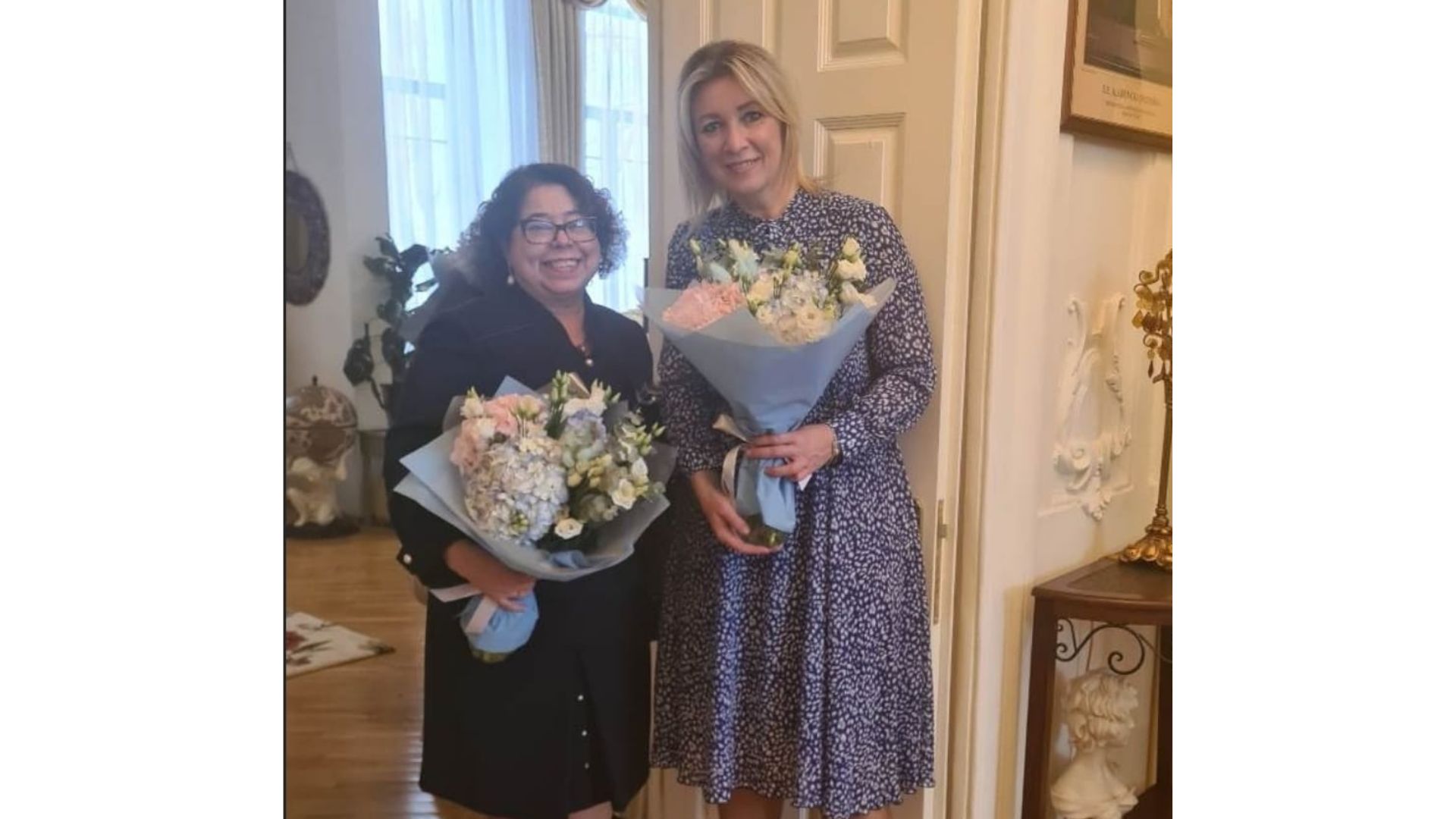 Embajadora de Nicaragua en Rusia participa de almuerzo de trabajo con María Sajarova