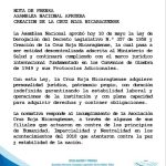 Cruz Roja Nicaragüense pasa a ser entidad descentralizada adscrita al MINSA