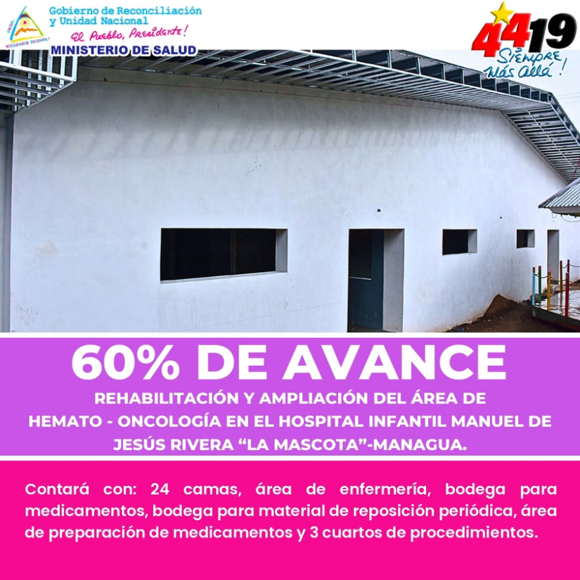 Avanza rehabilitación y ampliación del área de Hemato-Oncología en el Hospital «La Mascota»