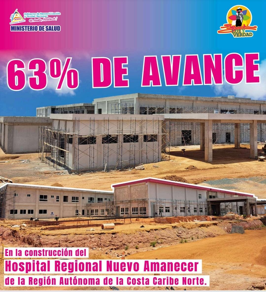 Avance hospital regional nuevo amanecer en región autónoma costa caribe norte