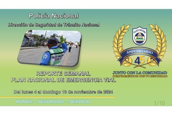 Policía Nacional reduce accidentes en 12 departamentos