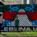 Estudiantes de Cuba pintaron mural dedicado a Palestina