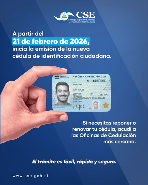 Conoce el nuevo formato de identificación ciudadana en Nicaragua