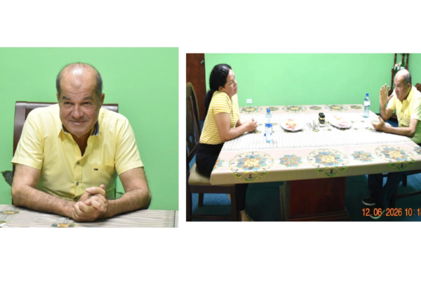 Steadman Fagot junto a su esposa, la doctora Stefany Martínez, en la Sala del Sistema Penitenciario Nacional