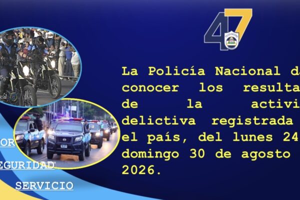 114 detenidos por delitos durante operativo policial del 24 al 30 de agosto
