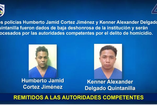 Policía Nacional da de baja a dos agentes señalados por homicidio en Managua